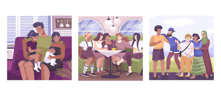 Hug Illustration Flat Icon Setのイラスト素材