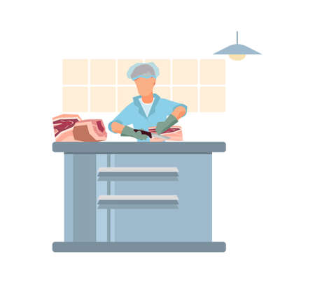 Carving Meat Factory Compositionのイラスト素材