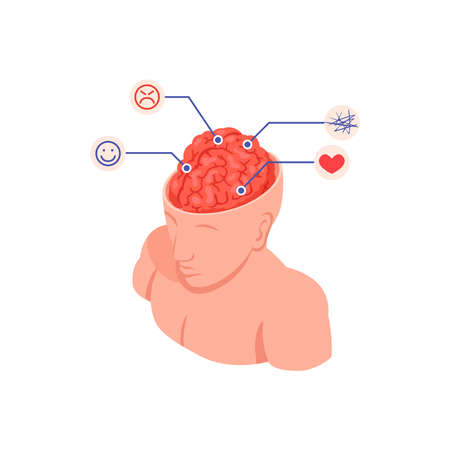 Brain Functions Isometric Compositionのイラスト素材