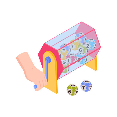 Isometric Lottery Drum Compositionのイラスト素材