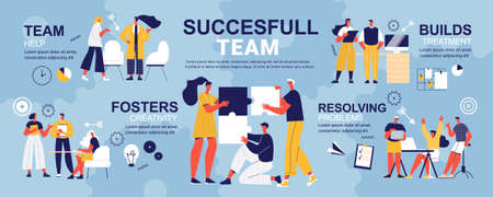 Successful Team Doodle Infographicsのイラスト素材
