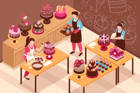 Homemade Cake Isometric Illustrationのイラスト素材