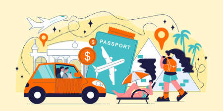 Travel On Vacation Compositionのイラスト素材