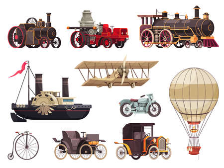 Vintage Transport Icon Setのイラスト素材