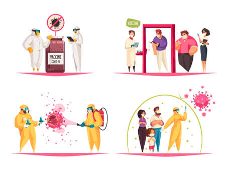 Coronavirus 2x2 Flat Compositionsのイラスト素材