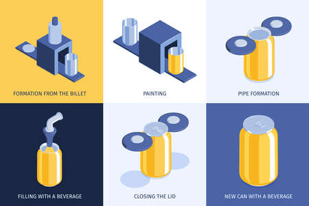 Cans Recycling Isometric Conceptのイラスト素材