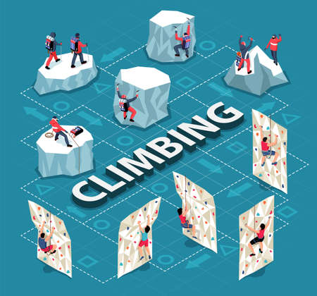 Climbing Flowchart Isometric Compositionのイラスト素材
