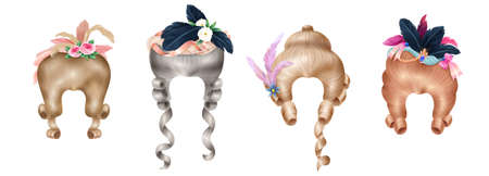 Rococo Wigs Background Setのイラスト素材