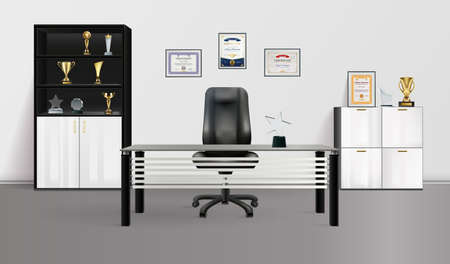 Office Interior Realistic Backgroundのイラスト素材