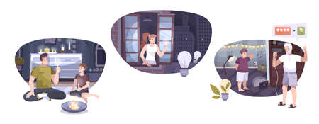 Electricity Composition Flat Icon Setのイラスト素材