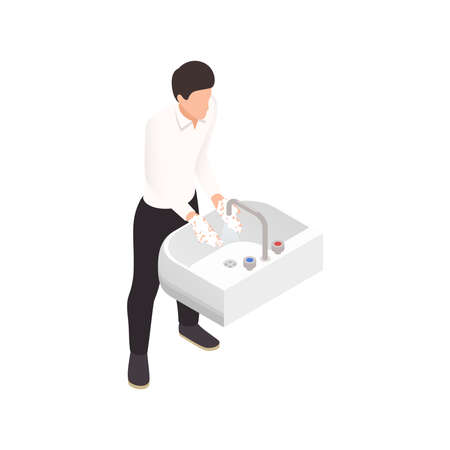 Hand Wash Isometric Compositionのイラスト素材