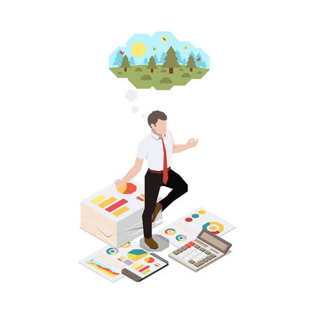 Business Zen Isometric Compositionのイラスト素材