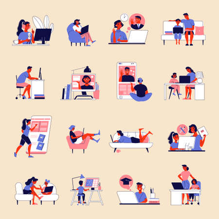 Distant Learning Icon Setのイラスト素材