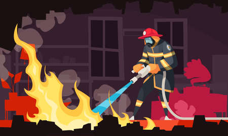 Cartoon Firefigher Illustrationのイラスト素材