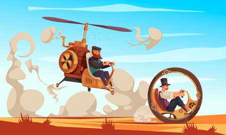 Steampunk Cartoon Illustrationのイラスト素材