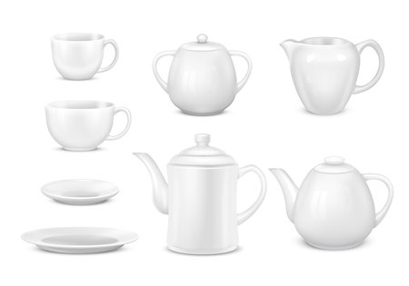 Tea Coffee Dishes Setのイラスト素材