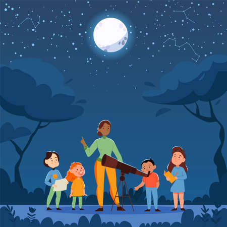 Night School Telescope Compositionのイラスト素材