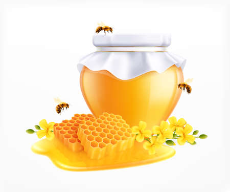 Honey Can Realistic Compositionのイラスト素材