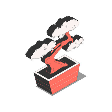 Bonsai Chinese Isometric Compositionのイラスト素材
