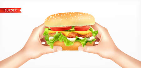 Burger In Hands Compositionのイラスト素材
