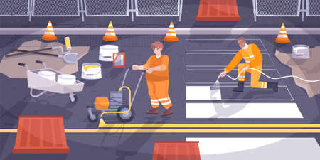 Road Marking Flat Compositionのイラスト素材