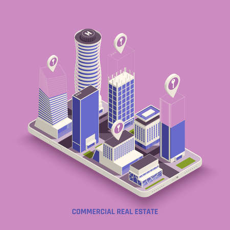 Real Estate Isometric Compositionのイラスト素材