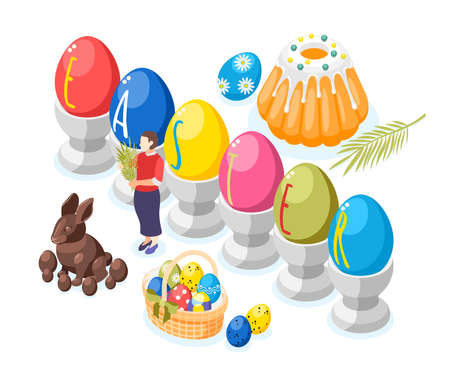 Easter Presents Isometric Compositionのイラスト素材