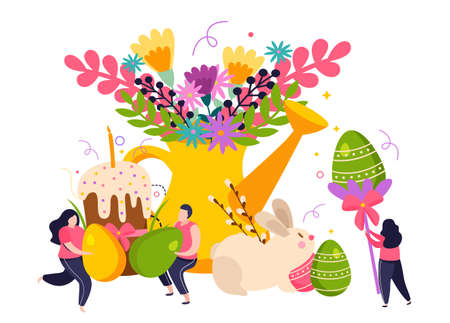 Illustration Easter Holiday Flat Compositionのイラスト素材