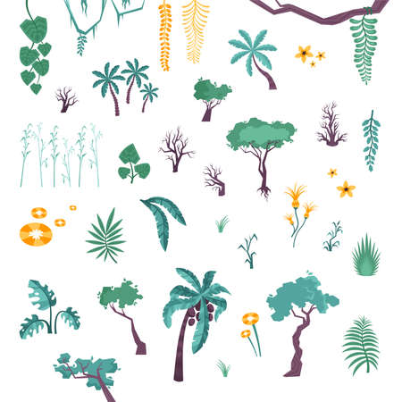 Exotic Plants Icon Setのイラスト素材