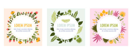 Frame Plants Flat Icon Setのイラスト素材