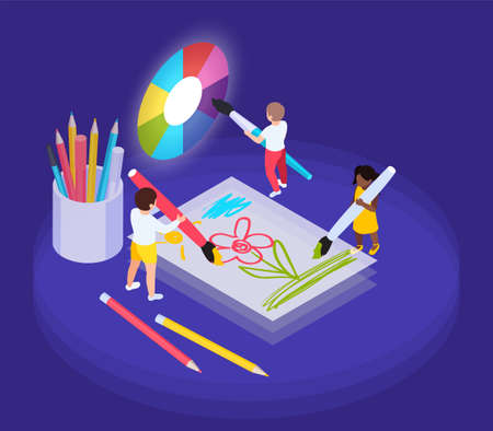 Futuristic Drawing Children Composition
