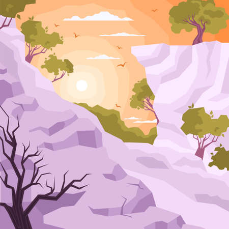 Landscape Colored Flat Compositionのイラスト素材