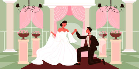 Wedding Couple Ceremony Compositionのイラスト素材