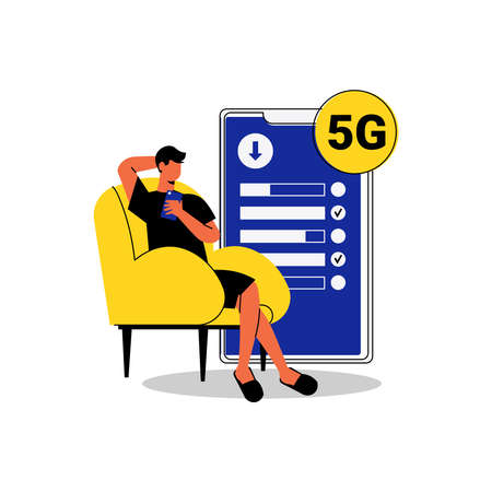 Flat 5g Internet Illustrationのイラスト素材