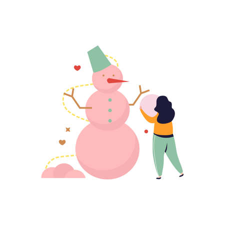 Making Snowman Flat Compositionのイラスト素材