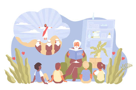 Child Religion Flat Compositionのイラスト素材