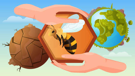 Bee Protection Flat Backgroundのイラスト素材