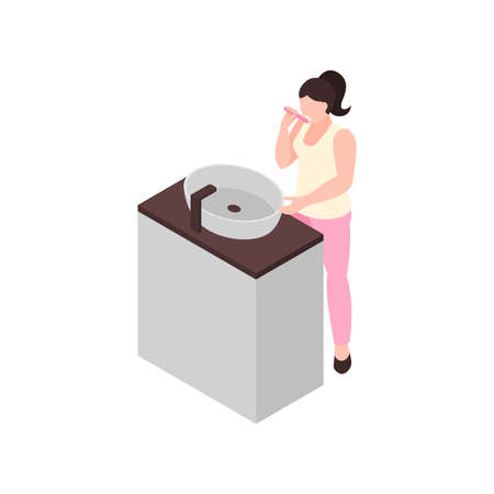 Woman Brushing Teeth Iconのイラスト素材