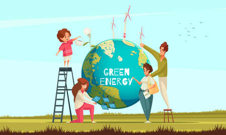 Ecological Sustainable Energy Compositionのイラスト素材