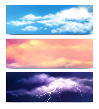 Realistic Clouds Banners Set illustrationのイラスト素材