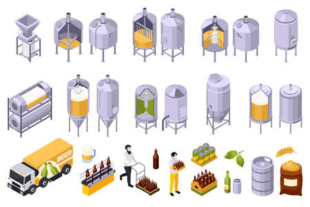 Brewery Beer Production Setのイラスト素材