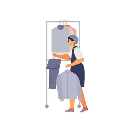 Dry Cleaner Flat Illustrationのイラスト素材