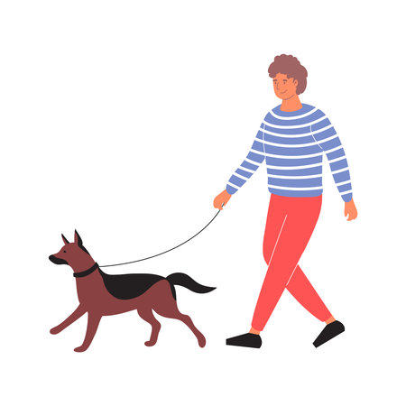 Walking Dog City Compositionのイラスト素材