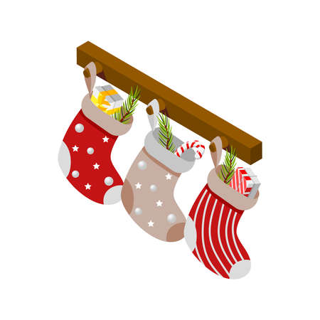 Hanging Socks Christmas Compositionのイラスト素材
