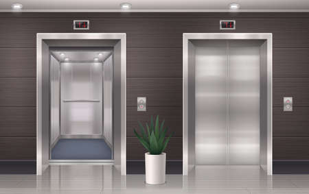 Elevator Hall Realistic Compositionのイラスト素材