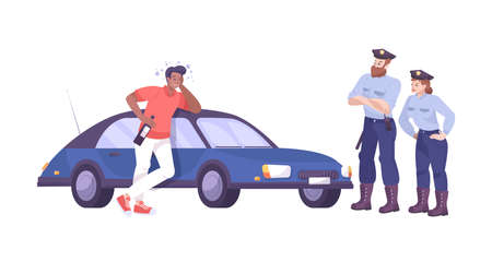 Drunk Driver Police Compositionのイラスト素材
