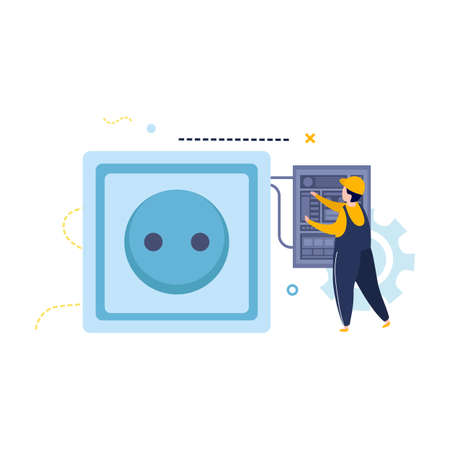 Power Socket Electrician Compositionのイラスト素材