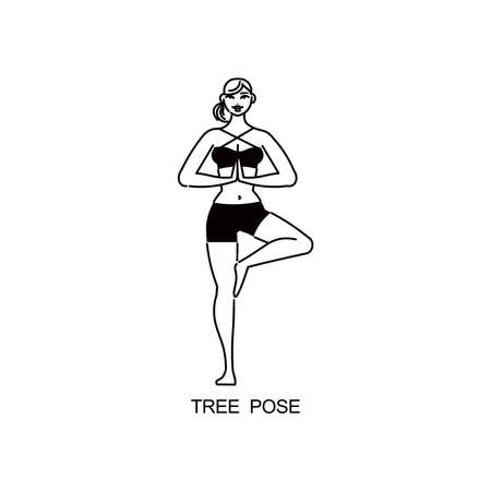 Tree Pose Girl Compositionのイラスト素材