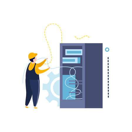 Electrician Connecting Power Compositionのイラスト素材