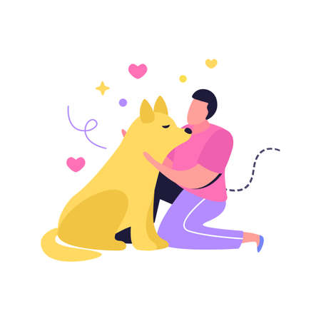 Embrace The Dog Compositionのイラスト素材